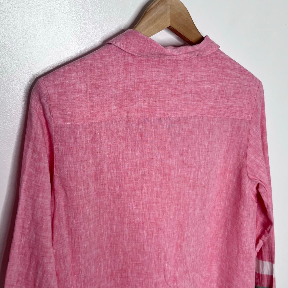 Boden Pink Linen Button Front Shirt Tunic Dress Stripe US 4R - Picture 8 of 11